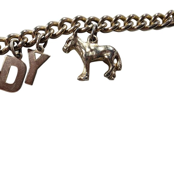Vintage Kennedy Charm Bracelet With Silver-Tone Chain & Donkey Pendant political - Picture 2 of 5